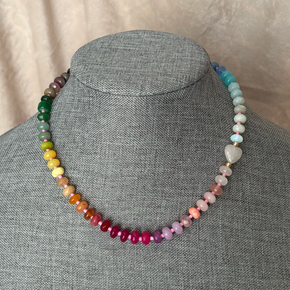 Rainbow🌈 🩷 Stone Crystal Candy Necklace